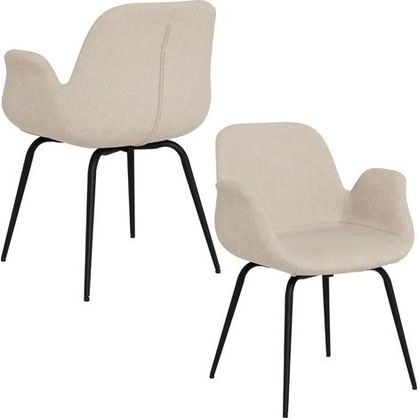 Chaises de salle à manger à accoudoirs beige clair (lot de 2) - BETINA