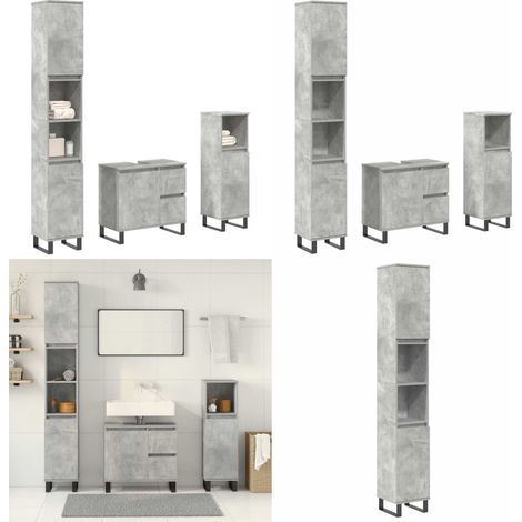 vidaXL Ensemble de meubles de salle de bain 3 pcs gris béton (1/5)