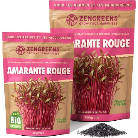 Graines à germer bio Amarante Rouge 200 g micro-pousses ZenGreens (1/5)
