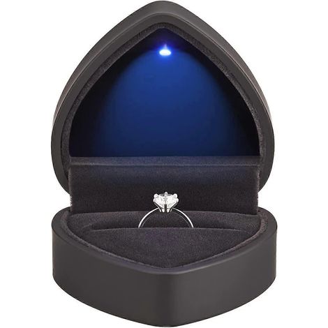 Herzförmige Ringgeschenkbox mit LED-Beleuchtung, Schmuckkästchen aus Samt mit Beleuchtung, Schmuckständer