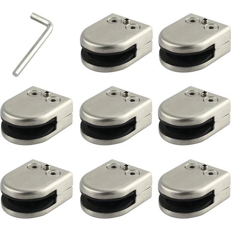 8-teiliges Glasklemmen-Set, 8–10 mm, Edelstahl 304, Glasklemmenhalter, flache Rückseite, verchromt, für Balustraden