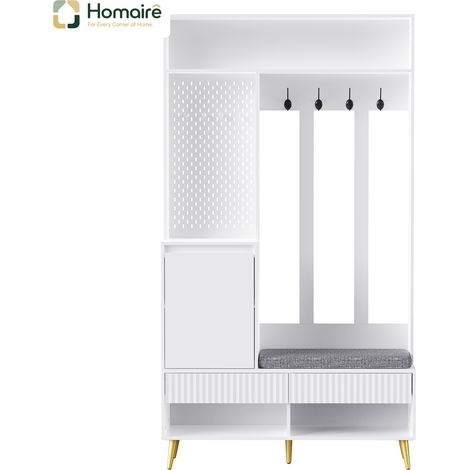 Meuble de rangement blanc en mdf 100 x 35 x 180 cm HOMAIRE (1/5)