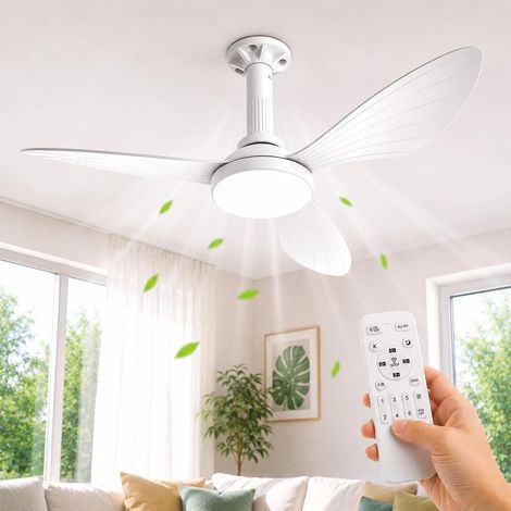 91cm Ventilateur Plafond avec Lumiere, Connexion E27 Uniquement avec Socle Fourni, Montage Rapide Ventilateur Plafond Silencieux Reversible avec Télécommande pour Chambres, Salon, Cuisine (1/5)