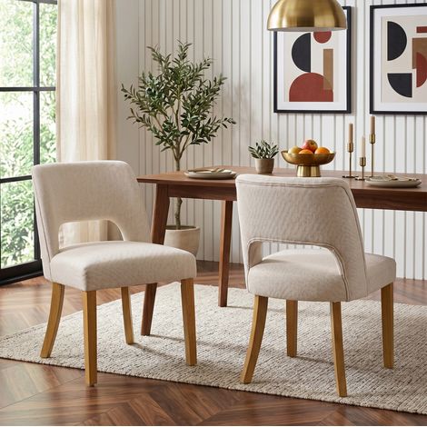 seduta sedia sala da pranzo lino beige set 2 OKMYHOME (1/5)