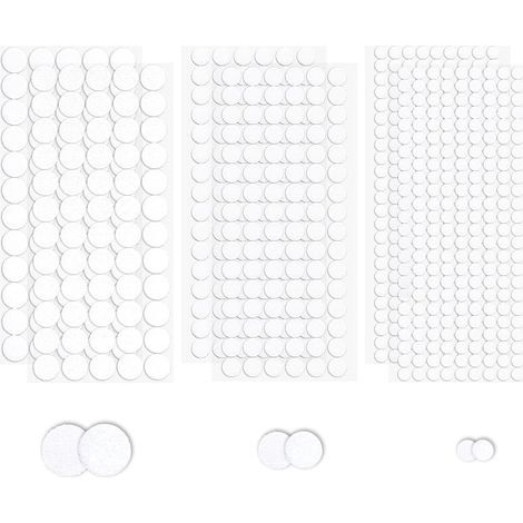 Runde Kratzaufkleber 10/15/20 mm, 1488 Stück, 744 Paare, selbstklebende Klettpads für Papier, Kunststoff, Glas, Metall, Holz (Weiß) (1/5)