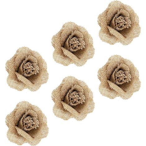 Set di 6 ornamenti floreali in lino color kaki, 8,5 cm (1/5)