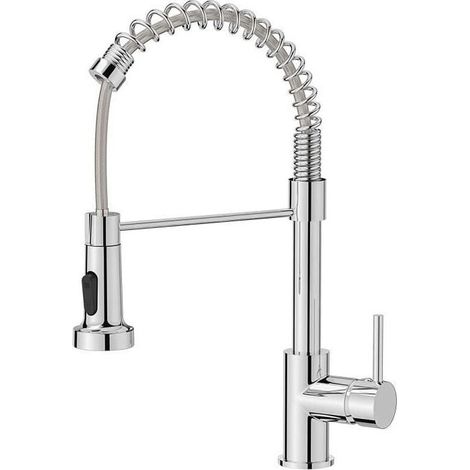 MUMU Pull Out Stainless Steel Kitchen Faucet with 2 Sprayers and 360° Swivel Mixer Chrome