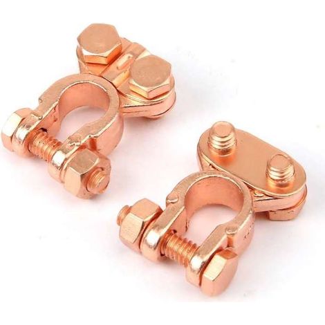 2x Cosse pour borne de batterie Ø 14mm Connexion Connecteur Pince Positif Négatif Tondeuse Tracteur Jardin Entretien Cuivré (1/3)