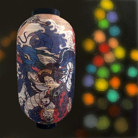 Lanterne japonaise traditionnelle de style sushi, résistante et suspendue, idéale pour les fêtes en extérieur (restaurants, pubs, etc.) - 20 x 35 cm (1/4)