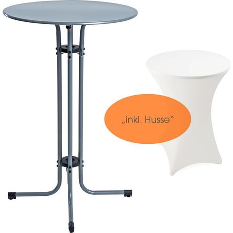 Stehtisch Bistrotisch Tisch Garten Partytisch Gartentisch Set Ø70 cm inkl. Husse Grau (1/5)