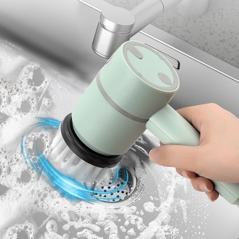 Brosse Électrique Rotative - Rechargeable Par USB - Pour Joint Carrelage Salle De Bain Cuisine Baignoire - 4 Têtes De Brosse - 22,4 x 11,9 x 5,5 cm - 280 g (1/5)