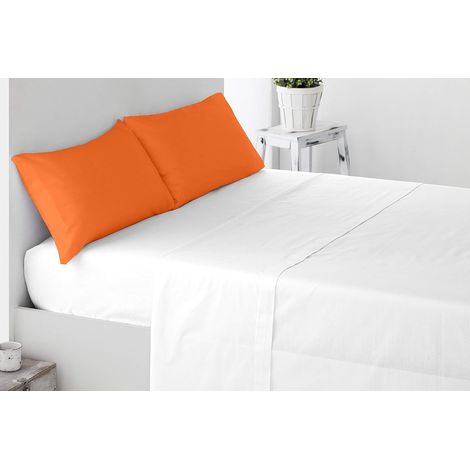 Taie d'oreiller 100% Microfibre brossée, Fermeture enveloppe, Anti-Boulochage. 70X50. Comprend 2 unités. Lit 135. Orange (1/5)