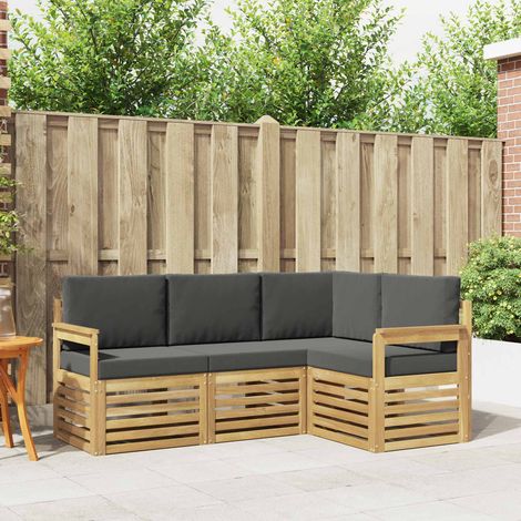 vidaXL Outdoor-Sofagarnitur 4 pcs Weiß und Anthrazit (1/5)