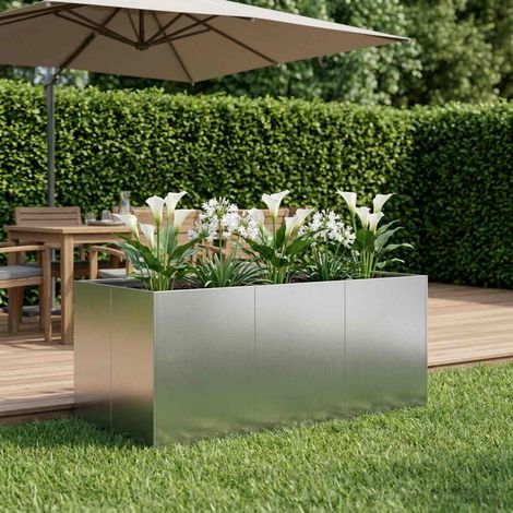 vidaXL Cache-pot de jardin Argenté 120 x 80 x 60 cm Acier galvanisé (1/5)