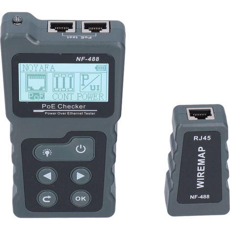 NF-488 LCD-PoE-Tester mit Ethernet, automatischer Kameraerkennung, Kabelprüfung und Netzteilprüfung (1/5)