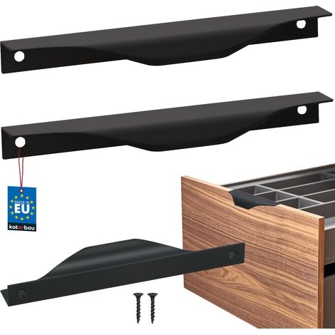 KOTARBAU® Modern Edge Möbelgriffe, Aluminium, Mattschwarz, 160/180 mm, 2er-Set
