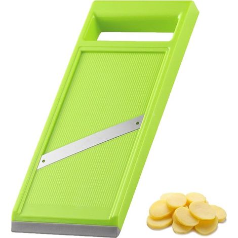 Cortador de alimentos reutilizable de acero inoxidable - Cortador manual tipo mandolina - Zanahorias, pepinos, queso y más - Verde (1/5)