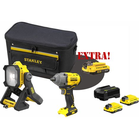 Kit Lampada LED da cantiere 18V V20 SFMCL030B + Avvitatore ad impulsi a batteria 18V attacco 1/2" SFMCF920B V20 + Set energia + EXTRA OMAGGI FATMAXB. STANLEYB.