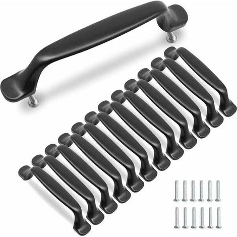 10 Pcs Poignée Noir Meuble Cuisine 96mm Alliage d'Aluminium Poignées Armoire Porte avec Vis (1/4)
