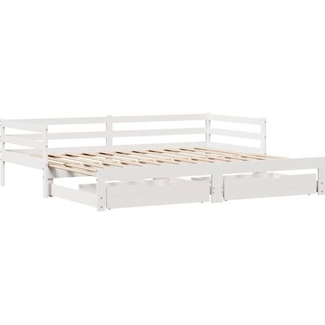 vidaXL Lit de jour et tiroirs sans matelas blanc 90x200 cm bois massif (1/5)
