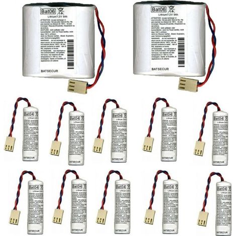 Batsecur kit batterie litio Logisty 7,2V 5Ah 2 pz. BAT06 + 10 pz. BAT04