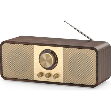 Vintage-Radio, Retro-Radio mit Bluetooth und TF-Karte, 3000-mAh-Akku, 2 x 8-Watt-Tieftöner, AUX/USB-Anschluss, geeignet für Küche, Schlafzimmer oder Büro
