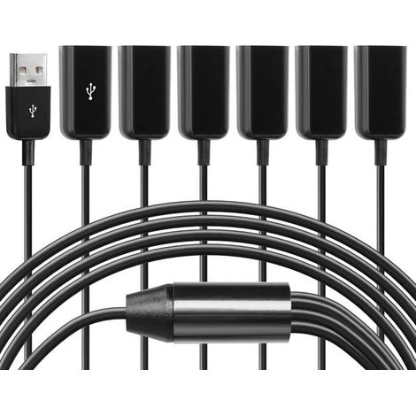 Câble répartiteur USB 2.0-KAL-Répartiteur USB 2.0 1 Mâle Vers 6 Femelles Y Pour Disques, Clavier et Souris (1/5)