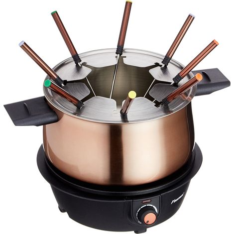 Set per fonduta da 1500 watt 8x forchette temperatura regolabile pentola design in rame estraibile Bestron AFD850CO (1/5)