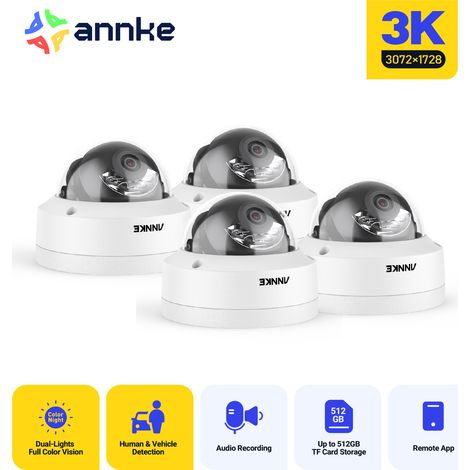ANNKE PoE Cámara de seguridad exteriores 3K visión nocturna a color, detección movimiento,IP67,4pcs (1/5)