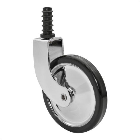 Roulette pour chariot à thé design – Diamètre 75 mm, hauteur 90 mm, noir/chromé, tige + douille Ø 11 mm, capacité de charge 35 kg (1/5)