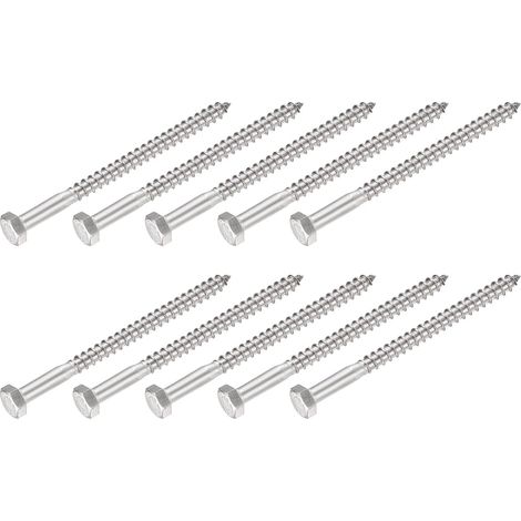 Hex Tirefond Vis (M6x90mm)10pcs, 304 Inox Acier Autotaraudeurs Bois Boulons - pour Ménage Applications (1/5)