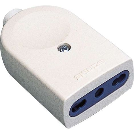 poly pool - presa bivalente 10/16 a 2p+t uscita cavo assiale bianca