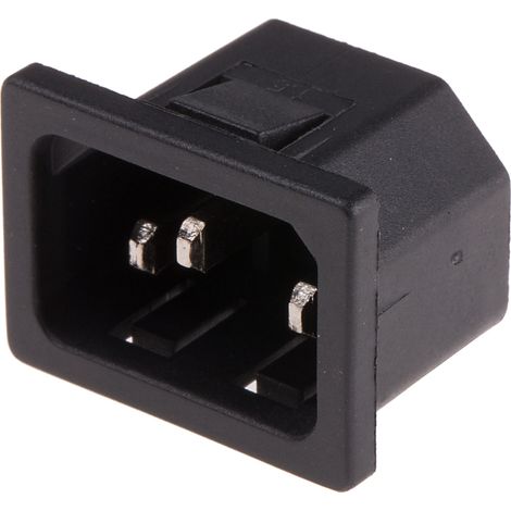 Connecteur IEC Mâle C14 RS PRO, Montage rapide, 10A, fusibles ( Prix pour 1 ) (1/3)