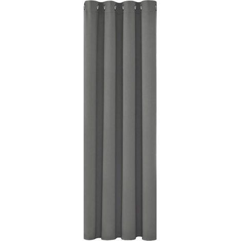 Rideaux occultants à isolation thermique, anti-froid, 132 x 214 cm (largeur x hauteur), pour salon et chambre, design moderne avec œillets, gris clair, 1 pièce (1/4)