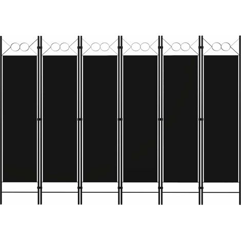 6-tlg. Raumteiler Schwarz 240 x 180 cm vidaXL