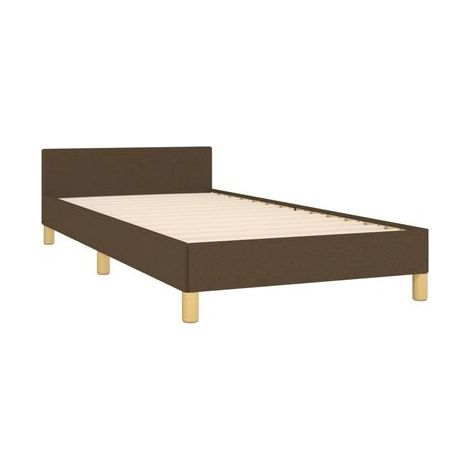 Cadre de lit marron foncé (sans matelas), 80 × 200 cm, tissu, tissu doux et respirant, meuble de chambre, design contemporain, montage facile (1/5)