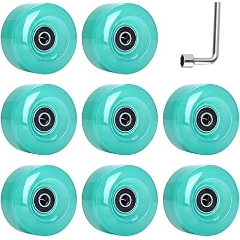 Lot de 8 patins à roulettes 58 mm x 32 mm, 82A pour l'extérieur et l'intérieur, PU pour roulettes à double rangée Accessoires de patins à roulettes (1/5)
