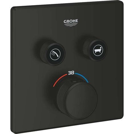 Grohe Grohtherm SmartControl Unterputz-Thermostat, eckig, Fertigmontageset für Rapido SmartBox, 2 Absperrventile, Mattschwarz (1/4)