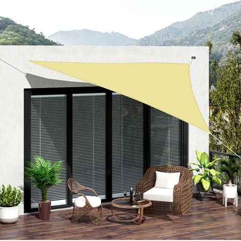 Voile d'ombrage triangulaire 6x6x6 m pour jardin, terrasse ou patio, en polyester anti-UV, couleur sable