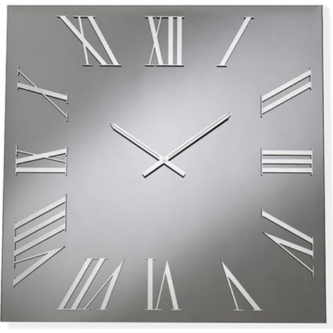 Orologio quadrato in cristallo Fume' e numeri Argento 80x80 cm - ROGER (1/2)