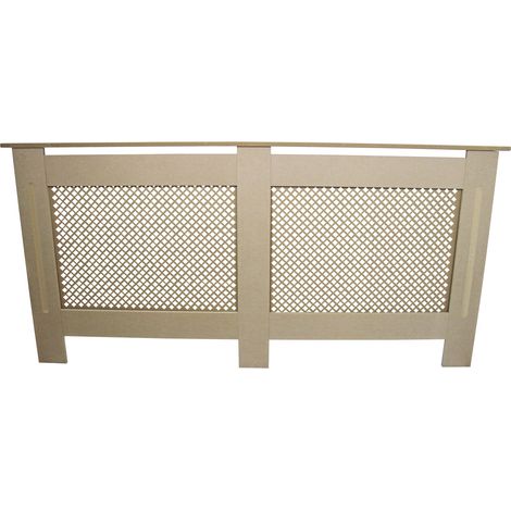 Monster-Shop – Cache radiateur MDF naturel motif grillagé 172 cm L x 82 cm H x 18,8 cm P – Finition élégante – Protection enfants et animaux