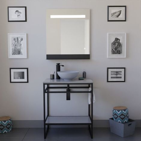 Meuble STRUCTURA 70 cm avec vasque à poser et miroir led Etal- Gris