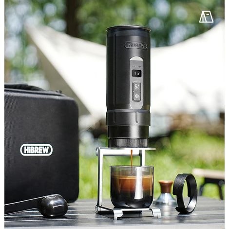 Machine à café portable HiBREW H4C 2-en-1 Espresso & Capsules, Batterie 7500mAh, Réservoir 100ml, Température programmable 85-95°C, Red Dot 2025