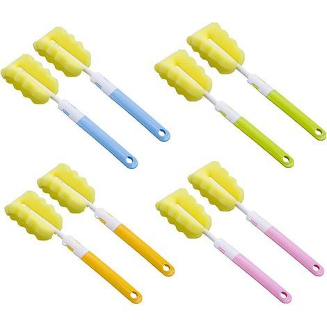 8 Pcs Brosse de Bouteille en Mousse Brosse de Nettoyage pour Biberon Tasses Bouilloires