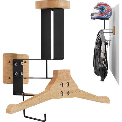 Porte Casque Moto Mural, Support Casque Moto avec Crochet, Multifonctionnel Support Mural pour Casques de Motos, pour Casquette Gilet Tactique Veste (1/5)
