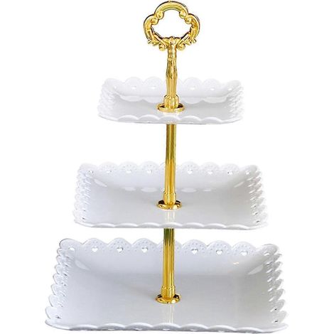 Présentoir à gâteaux, porte-desserts, vaisselle pour la table à manger à la maison ou une fête d'anniversaire-White (1/2)