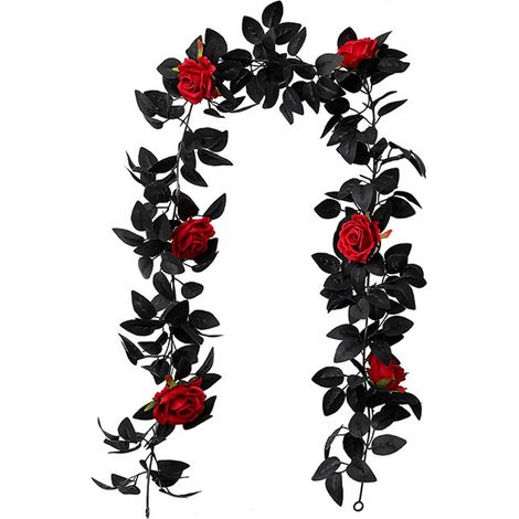 Guirlande Suspendue Fausse Vigne - 175 cm - Fleur Artificielle en Tissu Noir - Décoration Halloween Noël Pâques - 1 Pièce (1/5)