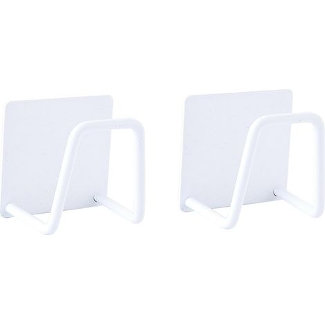 2pcs - Porte-éponge - Support mural - Acier inoxydable 304 - Adhésif sans perçage - Cuisine et salle de bain - Blanc - 4,9x4,9x3,3cm