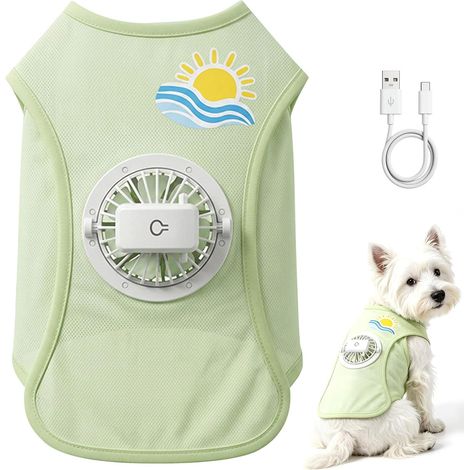 Gilet rafraîchissant léger for Chien, (Green,L,5 6.5kg)Manteau Frais et Respirant Facile à Mettre et à enlever for Chiens de Petite et Moyenne Taille (1/5)