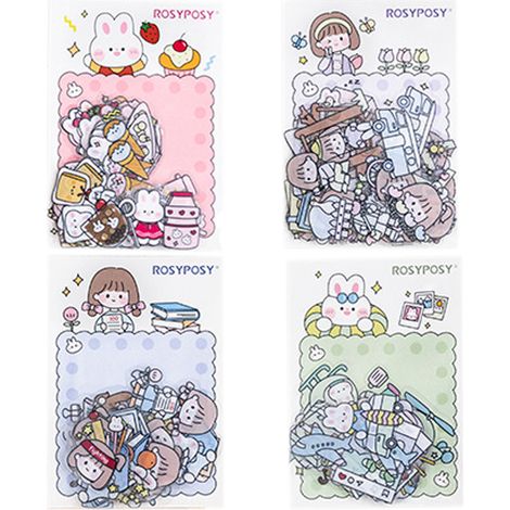 Sticker - 40 Pièces - Design Dessin Animé - Pour Scrapbooking DIY Carnet Journal - PET Transparent - Lot de 4 (1/5)